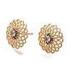 Brass Micro Pave Cubic Zirconia Stud Earrings for Women EJEW-U026-01G-2