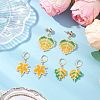 304 Stainless Steel Glass Seed Beads Leaf Hoop Earring & Stud Earring Sets EJEW-MZ00536-1