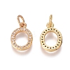 Brass Micro Pave Clear Cubic Zirconia Charms ZIRC-I036-07G-1