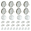 160Pcs 4 Styles Flat Round 304 Stainless Steel Stud Earring Settings with Transparent Glass Cabochons with 304 Stainless Steel Ear Nuts with Plastic Ear Nuts FIND-YW0005-37-1