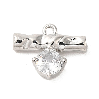 Brass Micro Pave Cubic Zirconia Charms KK-C043-01P-1