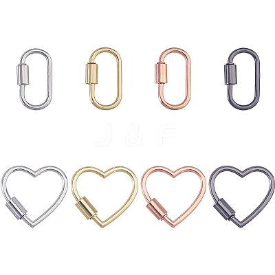 8Pcs 2 Styles 4 Colors Alloy Screw Carabiner Lock Charms FIND-DC0008-31A-1