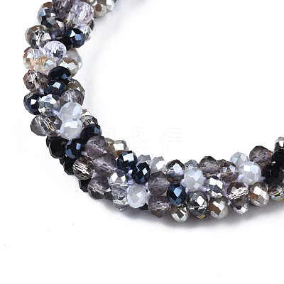 Glass Beaded Crochet Stretch Bracelet BJEW-T016-09-1