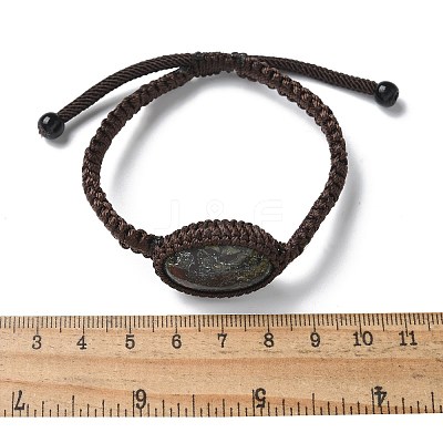 Adjustable Oval Natural Dragon Blood Braided Bead Bracelets BJEW-H626-02-12-1