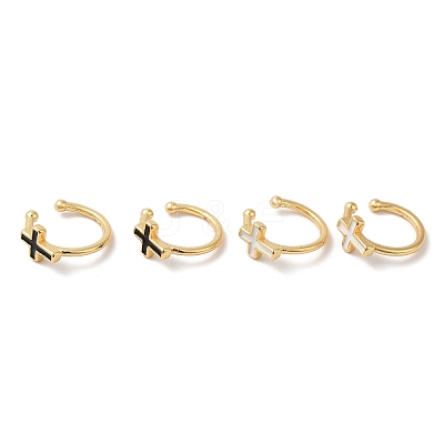 Cross Enamel Cuff Earrings EJEW-G348-14G-1