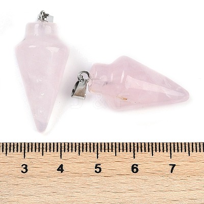 Natural Rose Quartz Gemstone Pointed Pendants G-K384-01P-02-1