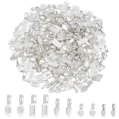 225Pcs 5 Styles Tibetan Style Glue-on Flat Pad Bails TIBEP-GA0001-04B-1