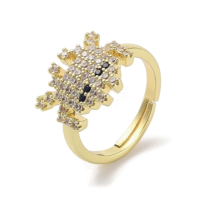 Golden Brass Pave Cubic Zirconia Adjustable Rings RJEW-M170-05G-01-1