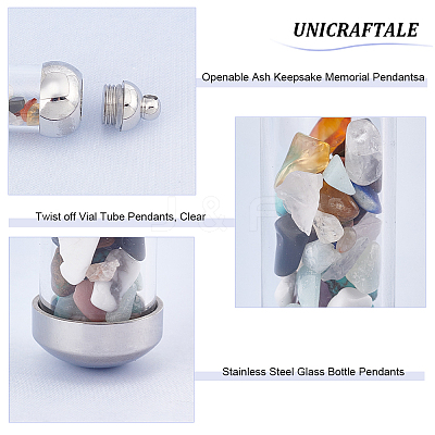 2Pcs 304 Stainless Steel Glass Bottle Pendants STAS-UN0044-69-1