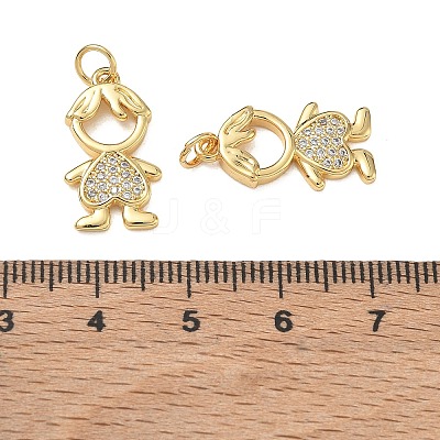 Brass Micro Pave Clear Cubic Zirconia Pendants CU-CBA9AFC-01G-07-1