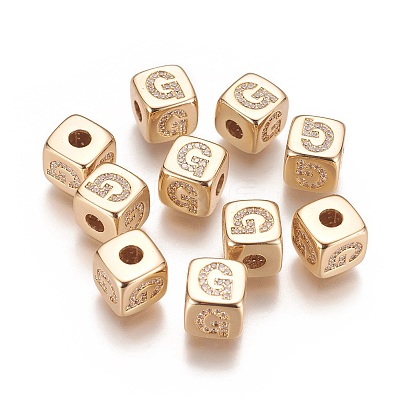 Brass Micro Pave Cubic Zirconia Beads KK-K238-16G-G-1
