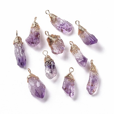 Natural Raw Amethyst Pendants G-C023-02-1
