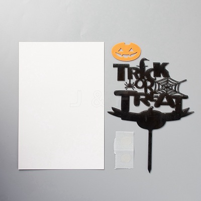 Acrylic Pumpkin & Word Cake Insert Card Decoration X-DIY-H109-06-1