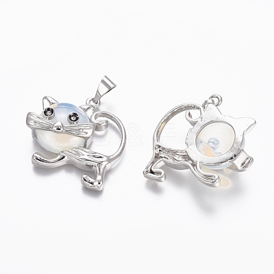 Opalite Kitten Pendants G-J386-C10-1