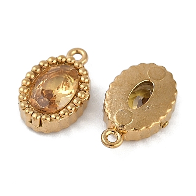 Ion Plating(IP) 304 Stainless Steel Micro Pave Cubic Zirconia Charms STAS-K256-19G-09-1