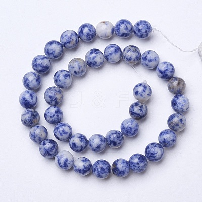 Natural Blue Spot Jasper Beads Strands G-D855-10-10mm-1