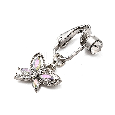 Brass Pave Clear Cubic Zirconia Clip on Belly Rings FS-WG683DA-11-1