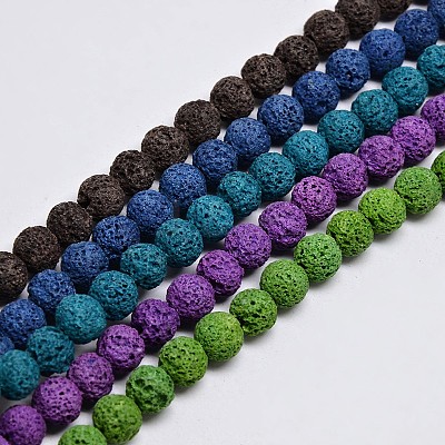 Natural Lava Rock Round Bead Strands G-I124-10mm-M-1