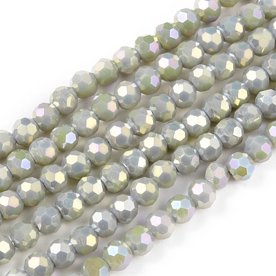 Round Full Rainbow Plated Faceted(32 Facets) Electroplate Glass Beads Strands X-EGLA-J130-FR16-1
