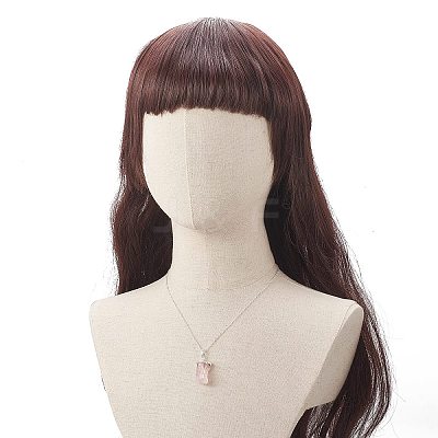 Natural Rose Quartz Geometric Pendant Necklace NJEW-JN04239-04-1