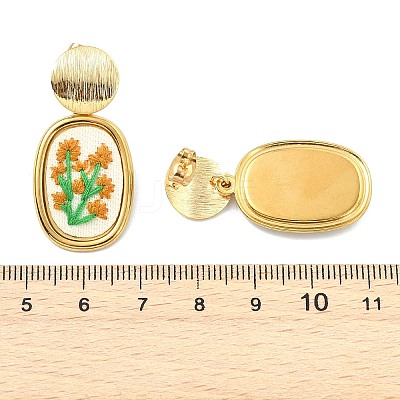 304 Stainless Steel & Cloth Embroidery Stud Dangle Earrings EJEW-JE07298-03-1