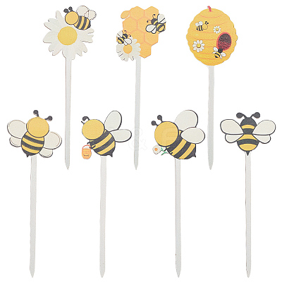 14Pcs Wooden Cake Toppers Decorations DIY-CN0005-56A-1