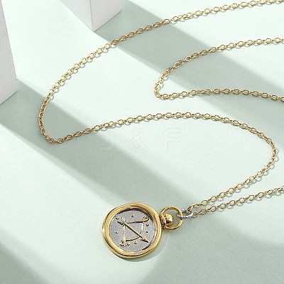 Brass Twelve Constellations Tarot Pendant Necklaces NJEW-Q006-01K-G-1