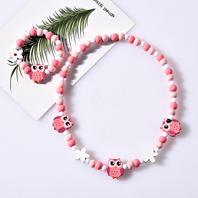 Plastic & Wood Beaded Necklaces & Beaded Bracelets Sets WG31E53-03-1