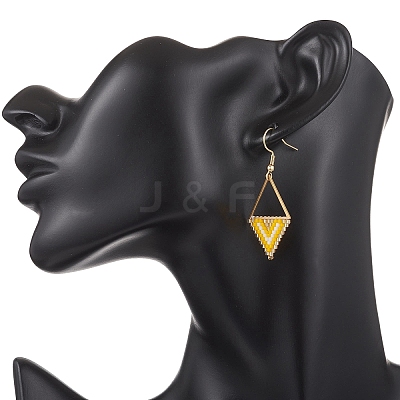 Rhombus Glass Dangle Earrings EJEW-MZ00640-1