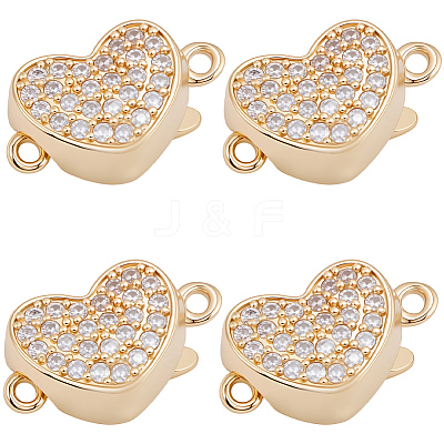 6Pcs Brass Micro Pave Clear Cubic Zirconia Box Clasps KK-BBC0019-67-1