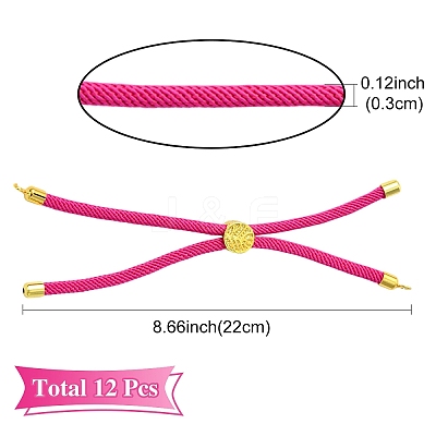 12Pcs 3 Colors Nylon Cords Bracelet Makings Fit for Connector Charms AJEW-YW0001-40A-1