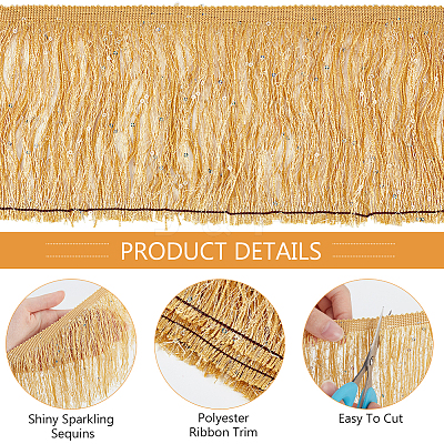 Paillette Tassel Polyester Ribbon Trim OCOR-WH0078-145C-1