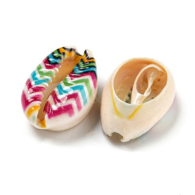 Printed Natural Shell Beads BSHE-G037-01L-1