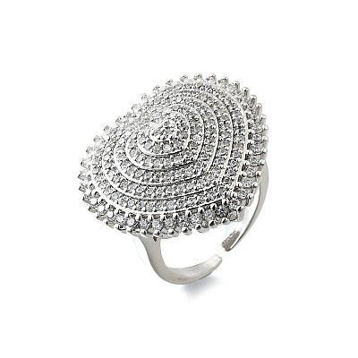 Brass Micro Pave Cubic Zirconia Cuff Rings RJEW-V007-06P-1