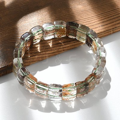 Natural Lodolite Quartz Bead Stretch Bracelets for Women Men BJEW-C097-01-1