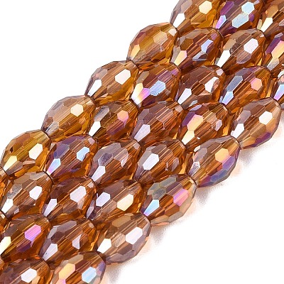 Electroplate Transparent Glass Beads Strands GL-N002-01A-A09-1
