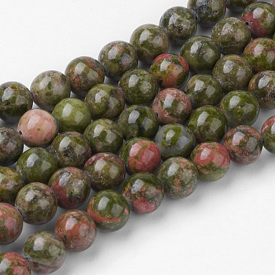 Natural Unakite Bead Strands G-G735-67-6mm-1