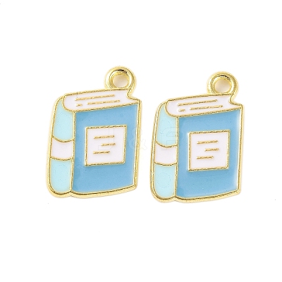 Golden Plated Alloy Enamel Pendants X-ENAM-Z017-12G-01-1