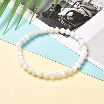Natural Selenite Beads Stretch Bracelets BJEW-JB06620-01-1