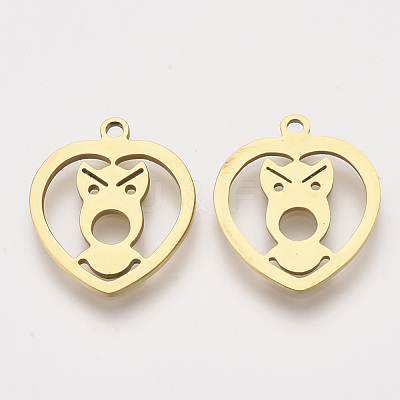 201 Stainless Steel Puppy Pendants X-STAS-S110-054G-1