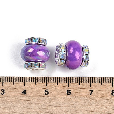Resin Beads with Brass Rhinestone Rondelle KK-H490-05P-1