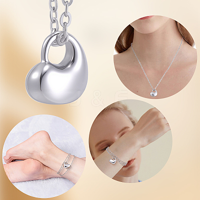 1Pc 304 Stainless Steel Heart Pendant Urn Ashes Necklaces NJEW-CN0001-20P-1