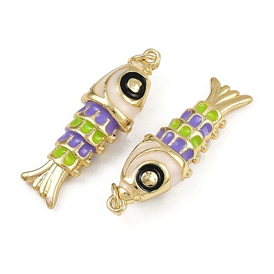 Brass Enamel Pendants X1-KK-L241-23G-04-1
