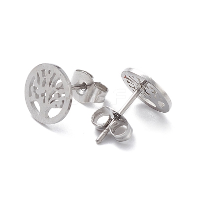 Non-Tarnish 3 Pairs 3 Style 304 Stainless Steel Tree of Life Dangle Hoop Earrings EJEW-B020-09P-1
