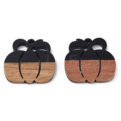 Autumn Theme Resin & Walnut Wood Pendants RESI-N025-027-B02-1