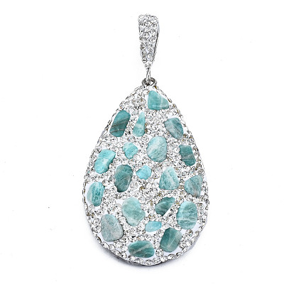 Polymer Clay Rhinestone Pendants RB-S056-11B-P-1
