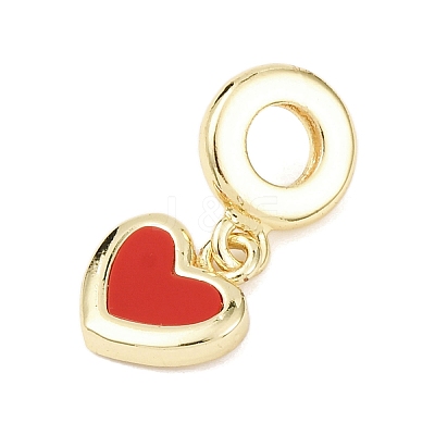 Brass Enamel European Dangle Charms KK-B159-01G-02-1