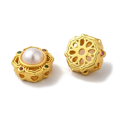 Rack Plating Hollow Brass Cubic Zirconia Beads KK-K381-16B-MG-1