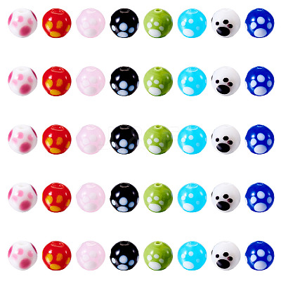 40Pcs 8 Colors Handmade Lampwork Beads LAMP-TA0001-54B-1