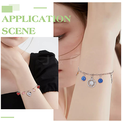 18Pcs 304 Stainless Steel Flat Cable Chain Bracelets Set for Men Women BJEW-SC0001-22-1